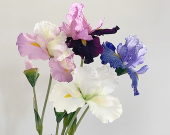 Quality Iris Stem with Foliage Artificial Flower and Bud Living Room Floral Decoration Wedding Party Plant Arrangement Bouquet DIY Material