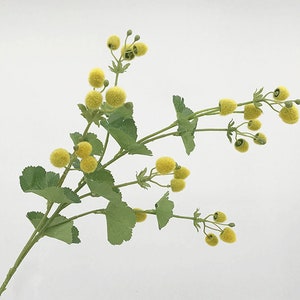 Artificial Pom Pom Fruit With Foliage, Fake Fuzzy Flower Spray Stem, Outdoor Wildflower Decoration, Rustic Floral Arrangement, Gift for Mom