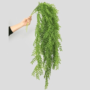 Nep-iepbladeren lange wandkleden, kunstmatige Nandina gebladerte wijnstokplant, huis bloemendecor, voor aartskranskrans slinger, bruiloft groen cadeau