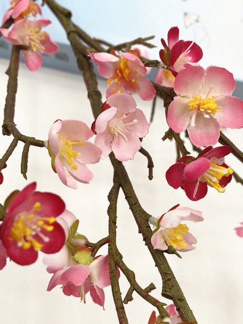 INIFLM 10 Pezzi di Fiori di Pesco Primaverili Finti, Alberi di Fiori di Pesco Artificiali, Mazzi di Fiori di Pesco in Seta di Simulazione, Floreali in Plastica per Matrimoni, Feste in Ufficio