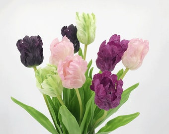 Artificial Tulip with Foliage, Realistic Flower with Individual Stem, Spring Flower Arrangement, Rustic Wildflower Decor, Party Bouquet DIY