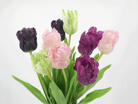 Artificial Tulip with Foliage, Realistic Flower with Individual Stem, Spring Flower Arrangement, Rustic Wildflower Decor, Party Bouquet DIY