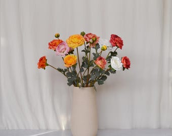Artificial Ranunculus Stems, Faux Persian Buttercup Spray, Vintage Bloom for Wedding Vase Home Decor Spring Floral