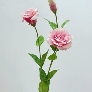 Quality Eustoma Flower with Bud, Artificial Lisianthus Stem, Spring Floral Decor, Home Spray Ornament, Real Touch Petal, Wedding Bouquet DIY Pink