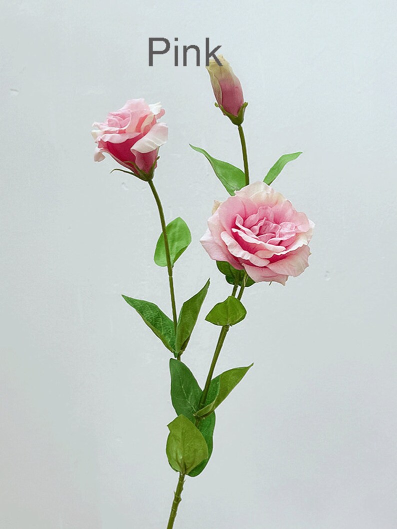 Quality Eustoma Flower with Bud, Artificial Lisianthus Stem, Spring Floral Decor, Home Spray Ornament, Real Touch Petal, Wedding Bouquet DIY Pink