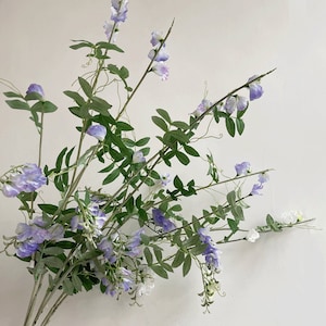 Pea Blossom Stem with Foliage, Artificial Flower, Rustic Wildflower, Home Floral Decor, Wedding Arrangement Centerpiece, Bouquet DIY Filler
