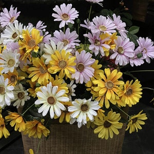 Sunflowers with Long Stem, Artificial Daisy with Foliage, Quality Gerbera Decor, Living Room Flower Arrangement, Dining Room Floral Ornament