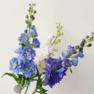 Quality Delphinium Stem with Bud, Realistic Artificial Flower and Real Touch Petal, Party Floral Arrangement, Living Room Spray Decoration