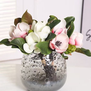 Quality Magnolia Flower Bouquet with Buds, Real Touch Magnolia Flower, Artificial Flower, Home Floral Decor, Wedding Arrangement Centerpiece