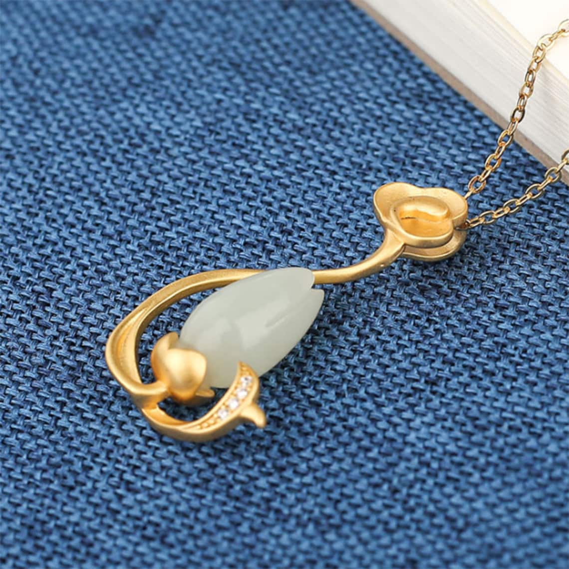 Jade Orchid PendantCarved White Flower Pendant925 Silver Etsy