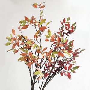 Nandina Domestica Stengel met fruit, kunstmatig hemels bamboe gebladerte, home fall kleine esdoorn decoratie, partij bloemen groen, voor outdoor