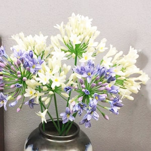 Artificial Lily of the Nile Flower Stems, Agapanthus Africanus Spray, Home Floral Decor, Wedding Bouquet Fillers, Party Plant Arrangement