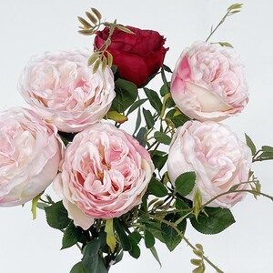 Tige de rose artificielle avec bourgeon, fleur réaliste et germe, décoration florale pour la maison, arrangement de mariage, bouquet de mariée DIY, spray de table à manger