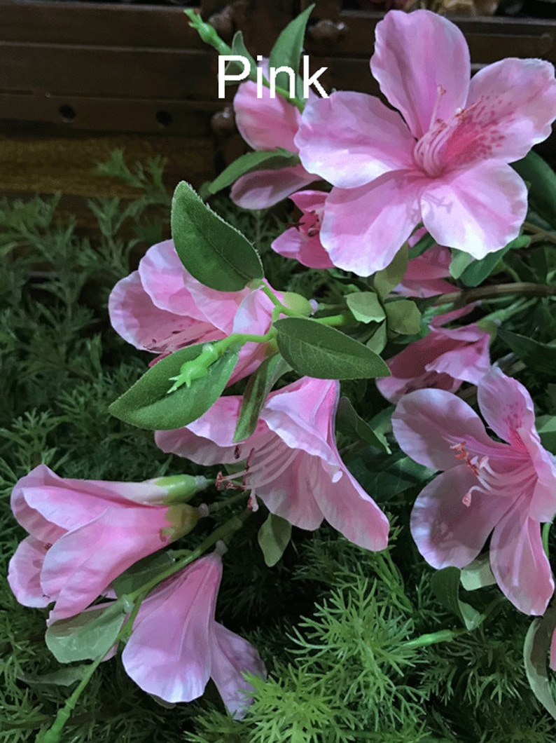 Realistic Azalea With Bud, Artificial Rhododendron Stem, Indoor Floral ...