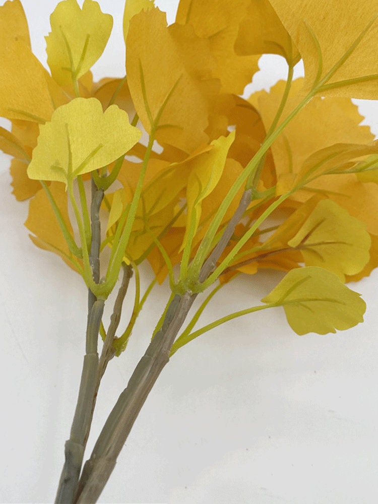 6 Steli Di Foglie Di Ginkgo Artificiali – Rami Autunnali In Seta, Per Centrotavola, Vasi, Decorazioni Ringraziamento, Colori Autunnali - 2