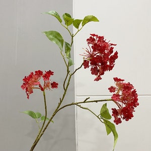 Snowball Flower Stem, Fake Viburnum Branch with Leaves, Artificial Flower Crafts, Rustic Wildflower, Living Room Floral, Wedding Arrangement