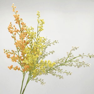 Acacia Flower Stem, Artificial Wildflower, Home Floral Decor, Indoor Spray Craft, Realistic Bloom Gift, Wedding Bouquet DIY, for Arrangement