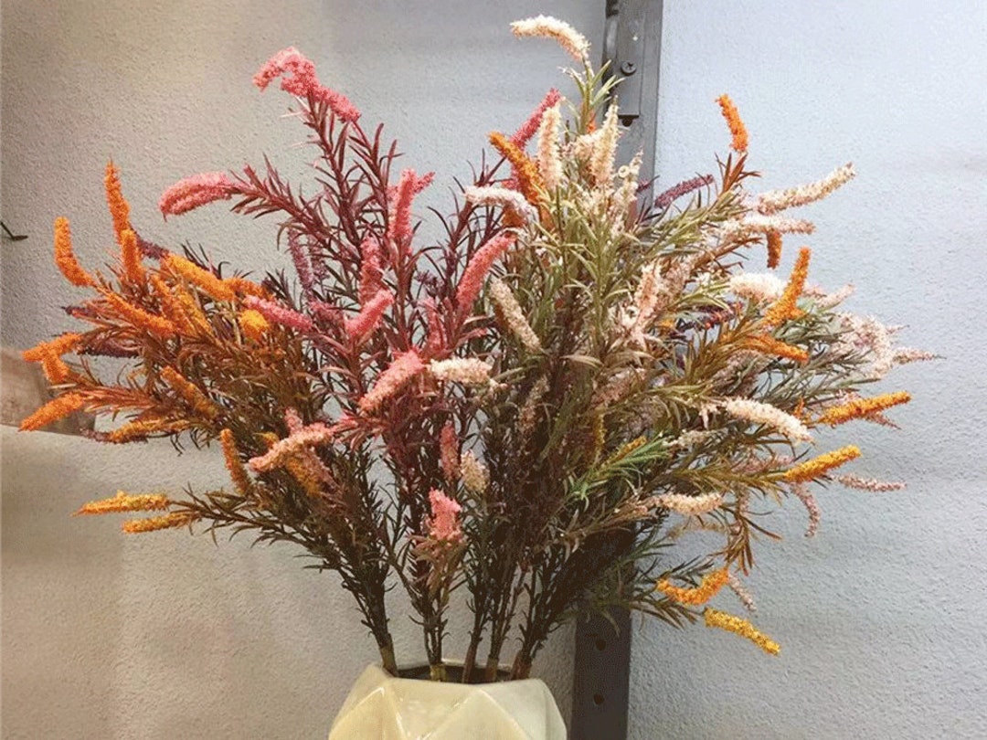 Artificial Sage Stem With Foliage and Flower, Rustic Fake Wildflower