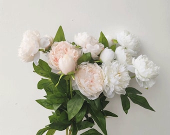 Kvalitetspaeoniastjälk med knopp, konstgjord kinesisk pion med stort blomhuvud, inomhusblomsterdekoration, bröllopsbrudbukett i presentmaterial
