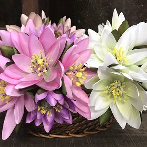 Nymphaea Caerulea Bouquet, Artificial Lotus Bundle, Realistic Water Lily, Home Tropical Flower, Living Room Floral, Dining Table Centerpiece