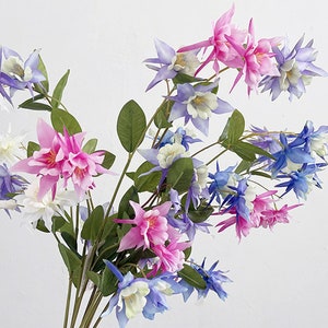 Fuchsia Hybrida with Long Stem, Artificial Spring Flower Branch, Home Floral Decoration, Party Spray Arrangement, Filler for Floor Vase Pick