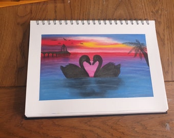 Swan Heart in the sunset A4
