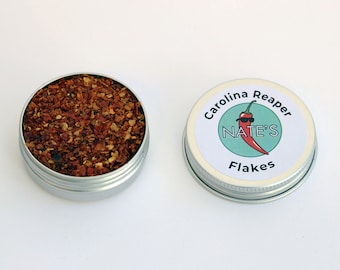Carolina Reaper Flakes -  Worlds Hottest Chilli - 10g in a Cute Tin