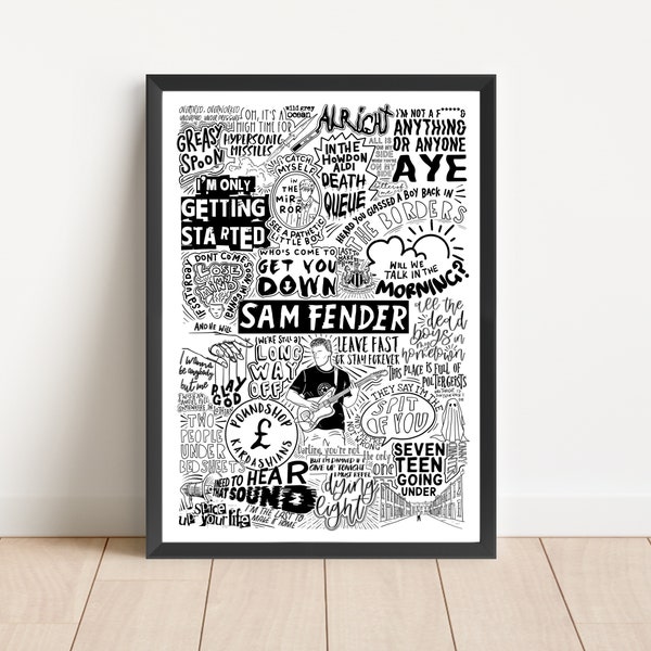 Sam Fender - Lyric Print | Doodle Fan Poster Art | Music Lover Gift
