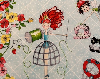 Quilted Cottage Panel by Desiree&#39;s Designs | Sewing Fairies | OOP | 100% Cotton Quilting Fabric for QT Fabrics