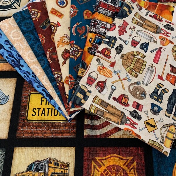 Fabric Firefighter Fabric Etsy