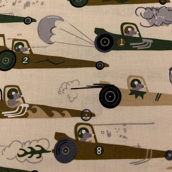1/2 Yard Rat Race Redux | Traffic Jam | Mice | Dragster | Race Cars | 100% Cotton Quilting Fabric by Michael Miller