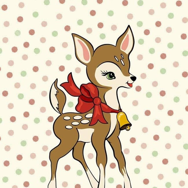 Deer Christmas Deer Panel by Urban Chicks for Moda | Large Quilt Back | 100% Cotton Quilting Fabric