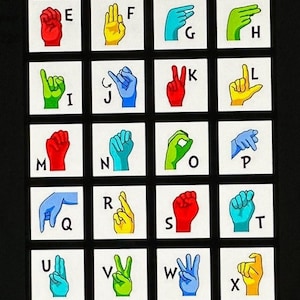 Sign Language Alphabet Panel | ABC's | Design# 20220 | 100% Cotton Quilting Fabric by Robert Kaufman