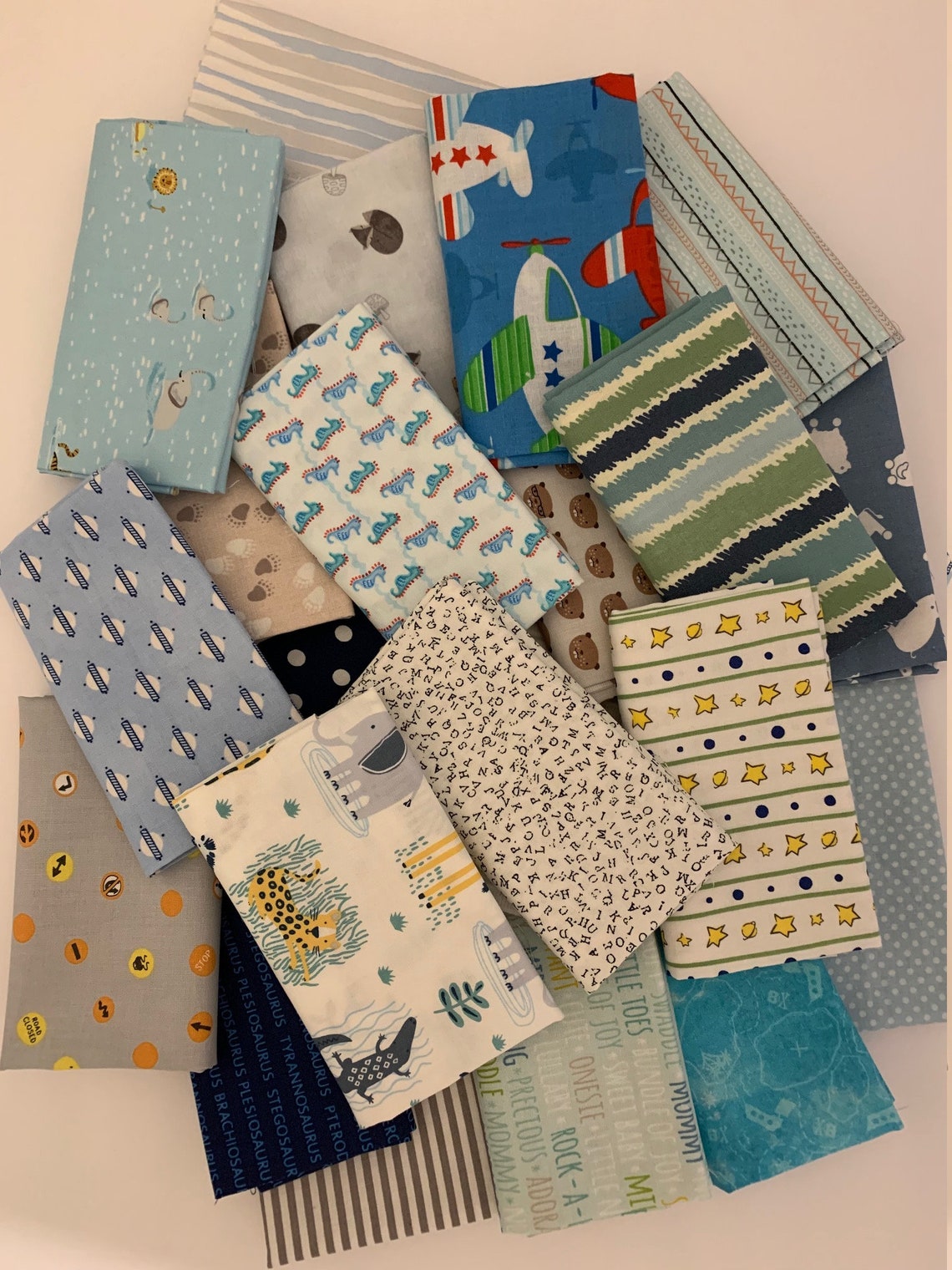 22 Piece Blues Baby Boy Scrap Fat Quarter Bundle 100 Etsy