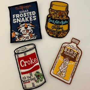 Vintage Wacky Kooky Patches | Embroidered | Sew-On | 1970&#39;s | Chock Full of Butts | Frosted Snakes | Funny Fabric Patches
