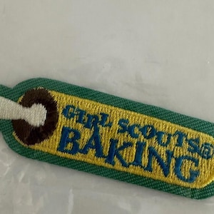 Vintage Girl Scouts Baking Iron-On Fun Fabric Patch | Embroidered | Rolling Pin | Badge