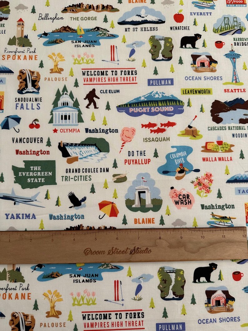 Washington Pattern 1/2 Yard Northwest - Washington | Pattern C8564 | Travel | 100% Cotton ...