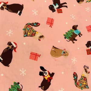 1/2 Yard Furry and Bright Toss Dogs | Christmas | Cute Dogs |  100% Cotton Quilting Fabric by Andover