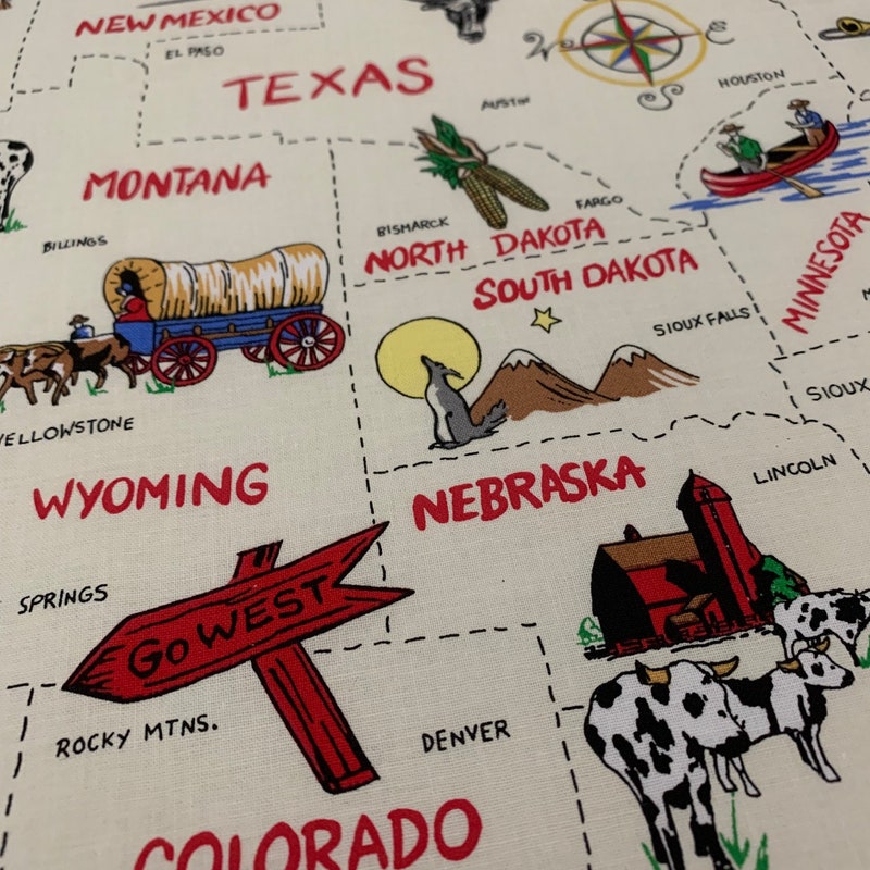 Usa Map Fabric Panel - Etsy