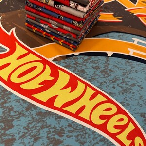 12 Piece Hot Wheels Classic FQ Bundle PLUS Canvas Panel | Race Track | Play Mat | Toy Cars | 100 % Cotton Quilting Fabric by Riley Blake