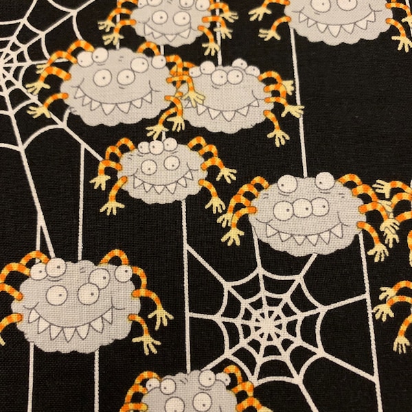 1/2 Yard Creepy Crawlies | Spiders | Webs | 100% Cotton Quilting Fabric by Alexander Henry