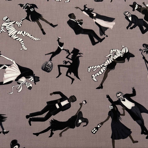 1/2 Yard Halloween Ball by Color Principle | Halloween | Dancing | Pattern# 3051 | 100% Cotton Quilting Fabric for Henry Glass