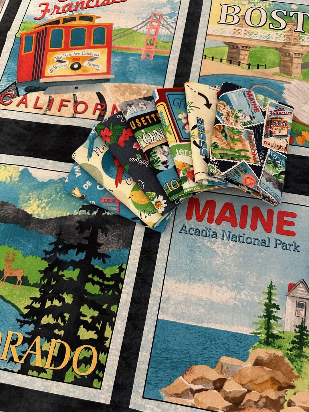 7 Piece Stateside Bundle PLUS Panel | States, Birds, Flowers, Stamps ...