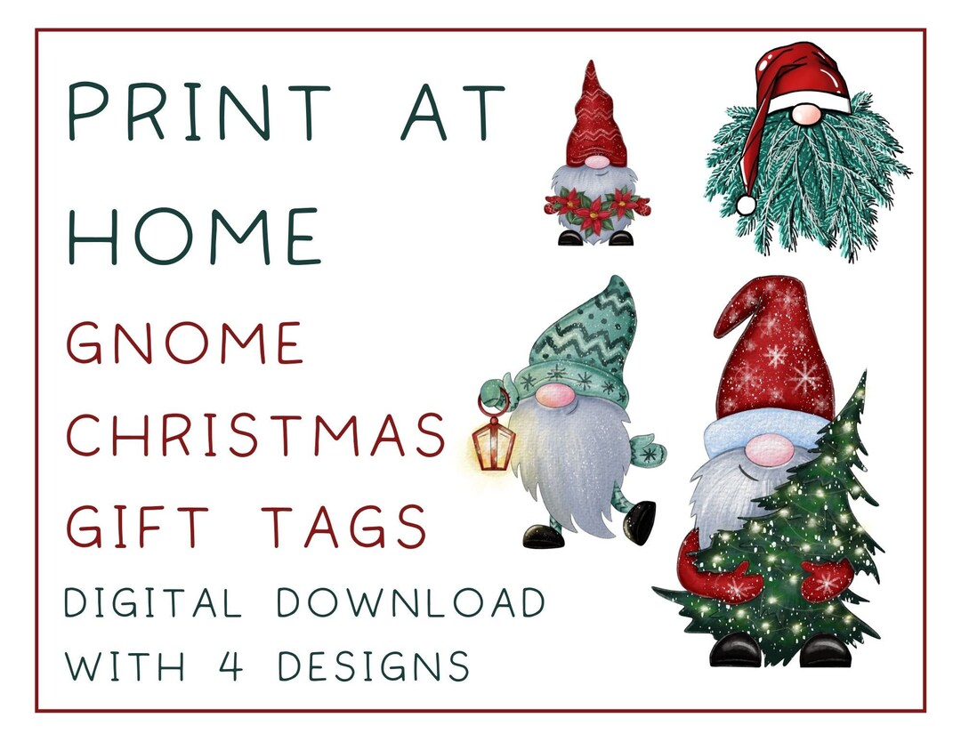 Holiday Gnomes Tags.Printable Gift Tags Graphic by Dysenkart · Creative  Fabrica