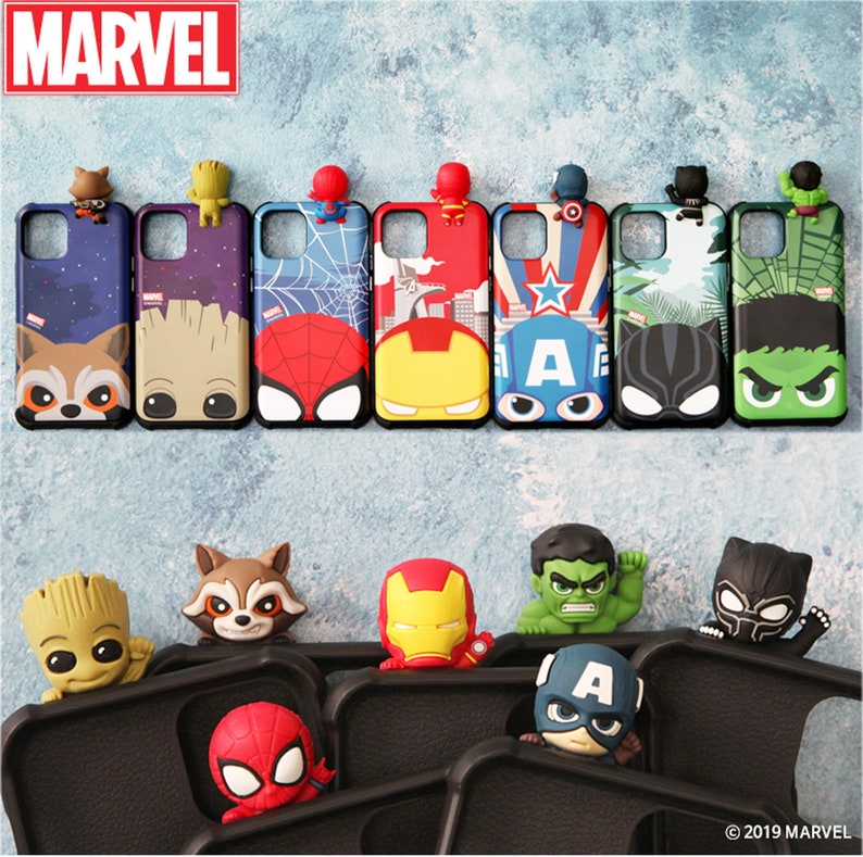 Marvel Avengers Hero 3D Figure Phone Cover Case with Card Slot for Apple iPhone 11 Pro, X, XR, XS, Max 