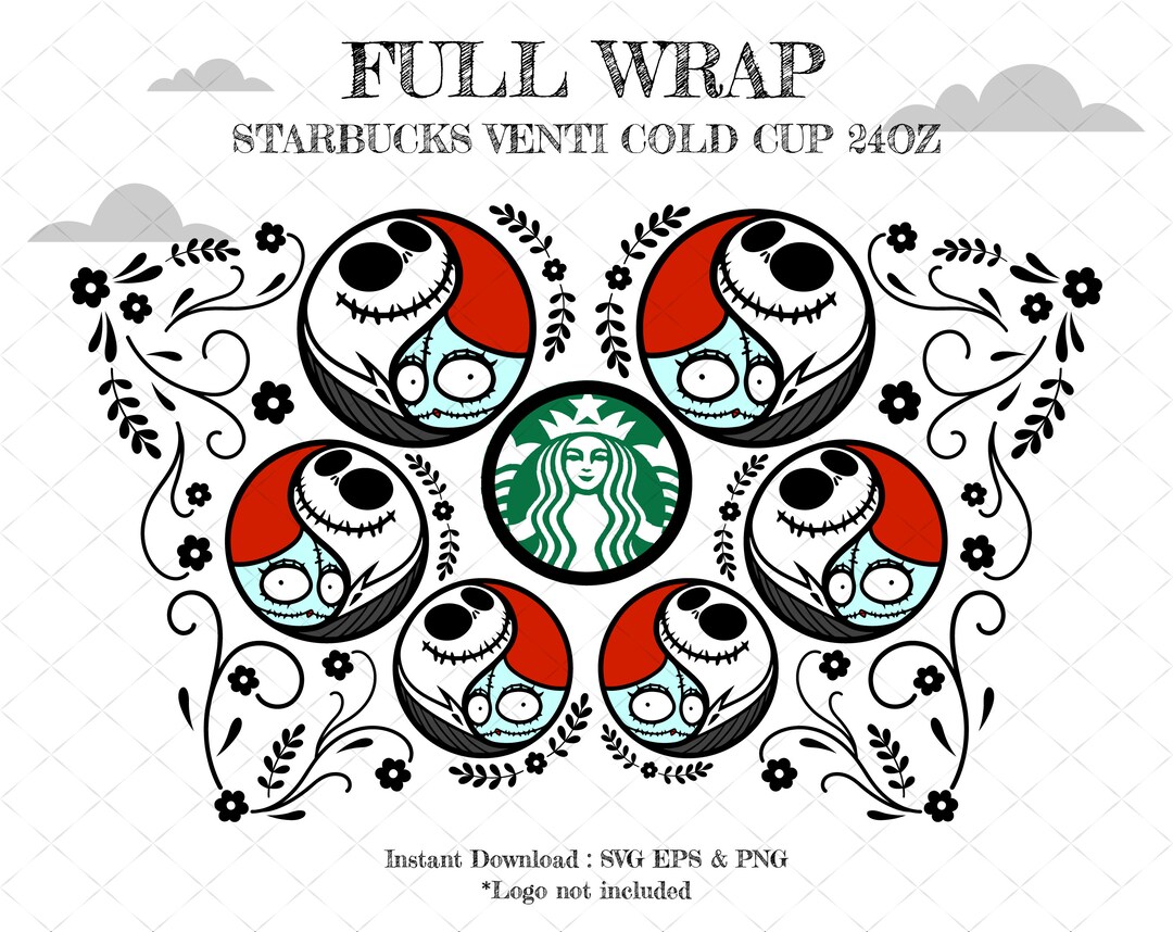 Nightmare Before Christmas Starbucks Cold Cup SVG, Full Wrap Starbucks