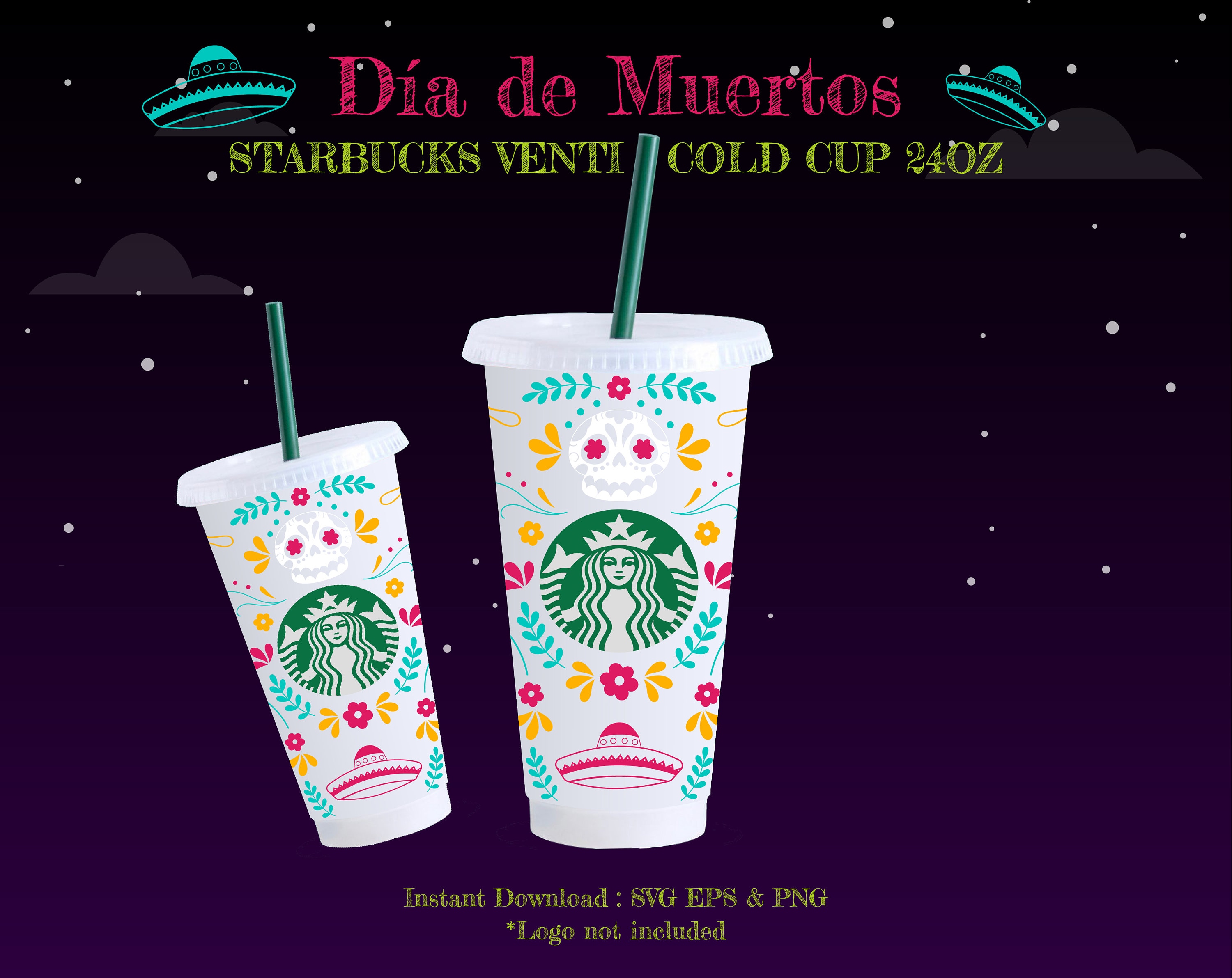 Full Wrap Dia De Los Muertos Starbucks Cup SVG Halloween Etsy Canada