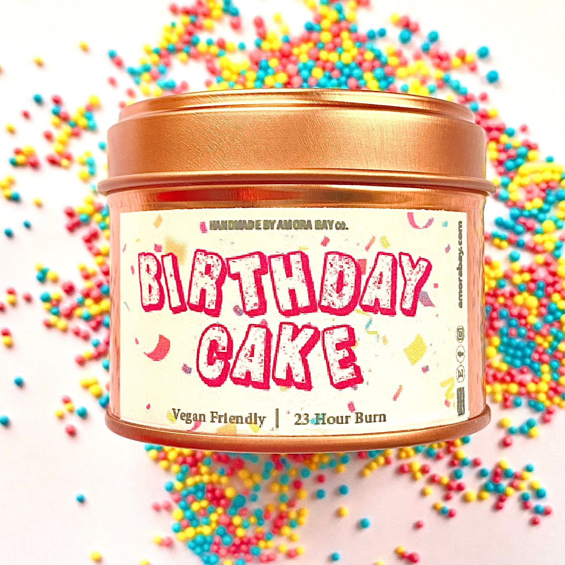 Birthday Cake scented homemade candle Rose Gold tin soy wax Etsy