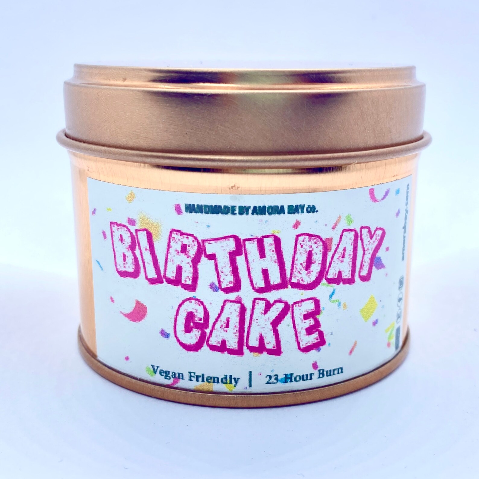 Birthday Cake scented homemade candle Rose Gold tin soy wax Etsy