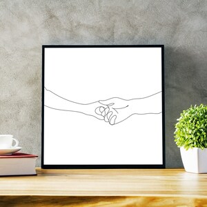 Lijntekening Digitaal kunstwerk - Houd mijn hand vast - Meerdere maten inbegrepen - Handgetekende print